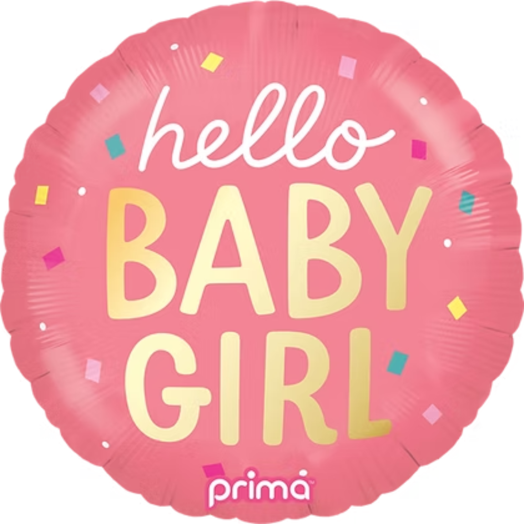 Prima Hello Baby Girl Confetti Round