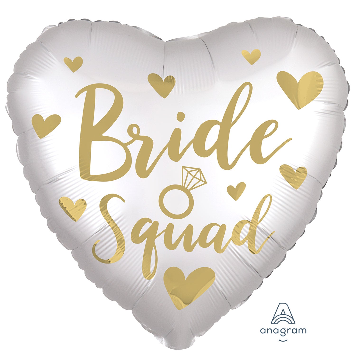 Anagram Gold Bride Squad Heart Satin Luxe Standard XL Foil