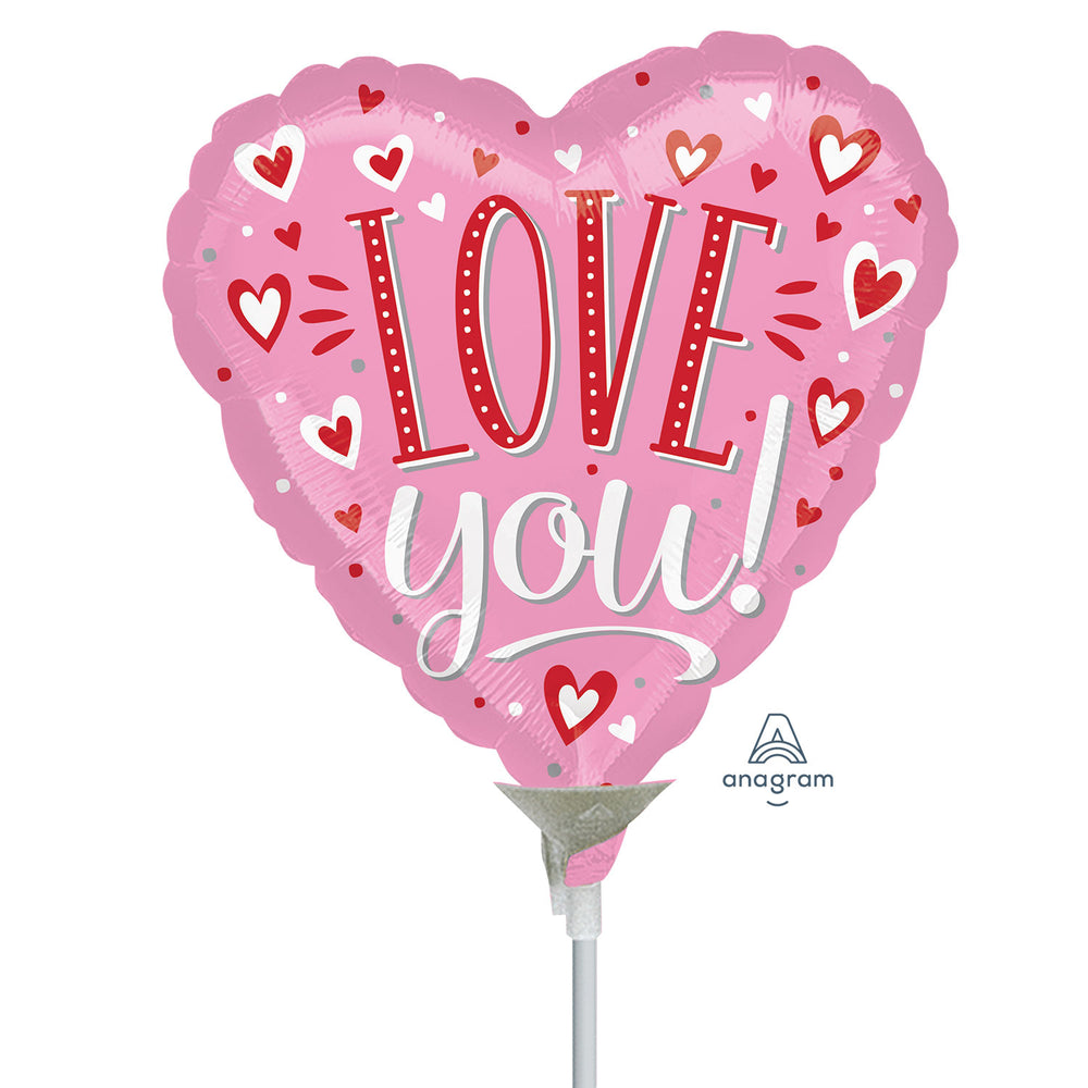 Anagram MiniShape Love You, pink and white dots Foil
