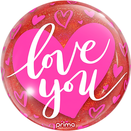 Prima Love You Pink Hearts Red Glitter Sphere