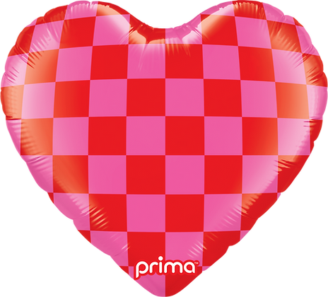 Prima Red & Pink Checker Heart