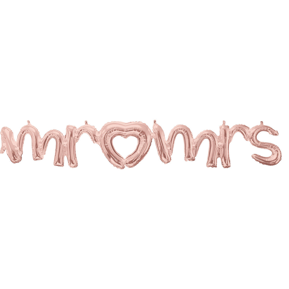 Anagram "Mr & Mrs" Script Phrase Rose Gold Foil