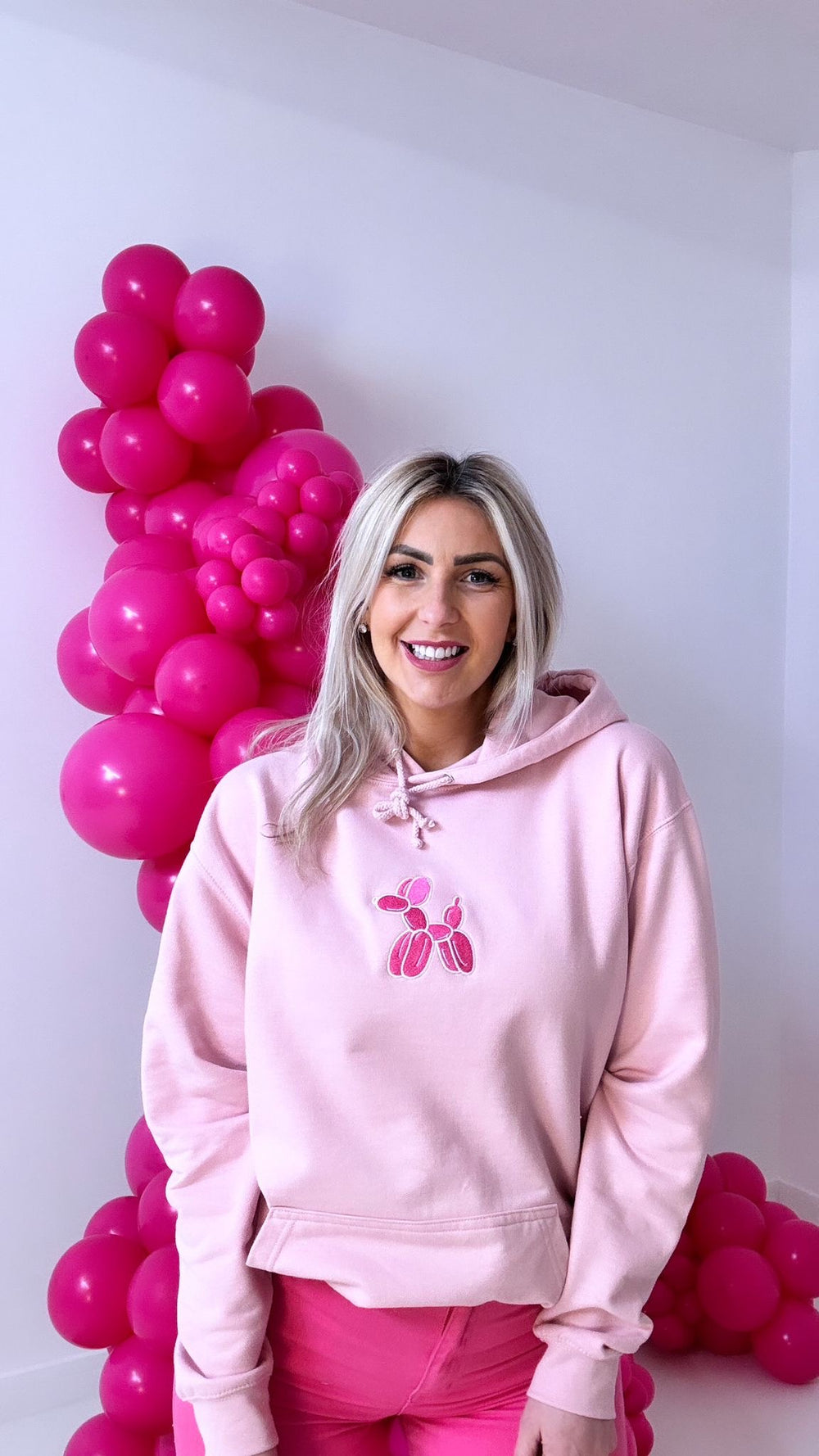 Balloon Dog Hoodie - Baby Pink