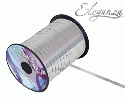 Eleganza Matte Metallic Silver Poly Curling Ribbon 5mm x250yds