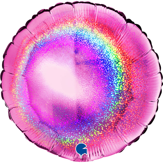 Grabo Glitter Holographic Fuchsia Round Foil