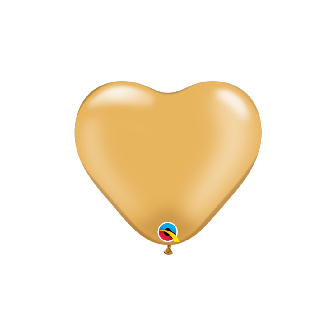 Qualatex 6" Gold Heart Shape Balloons (100)