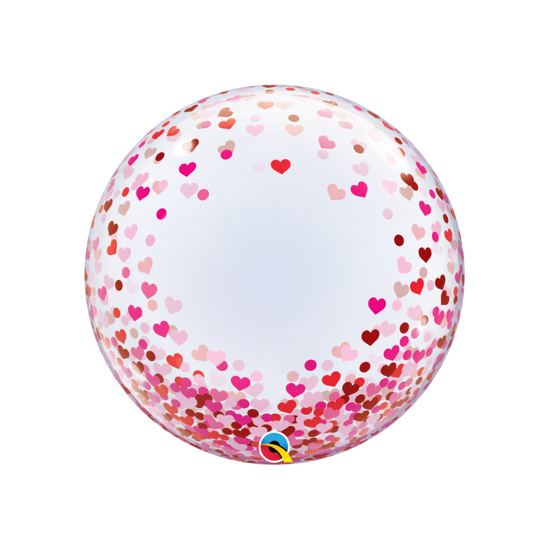 Qualatex Deco Bubble - Red & Pink Confetti Hearts