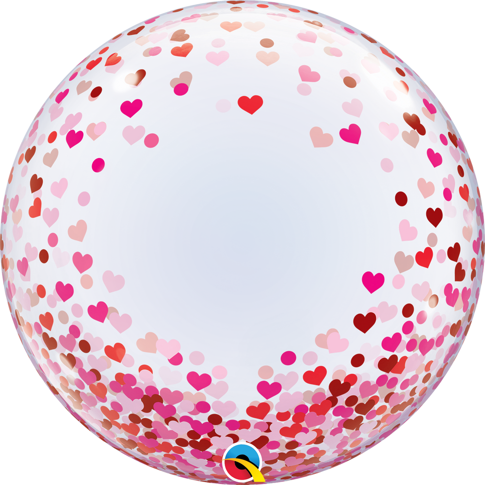 Qualatex Deco Bubble - Red & Pink Confetti Hearts