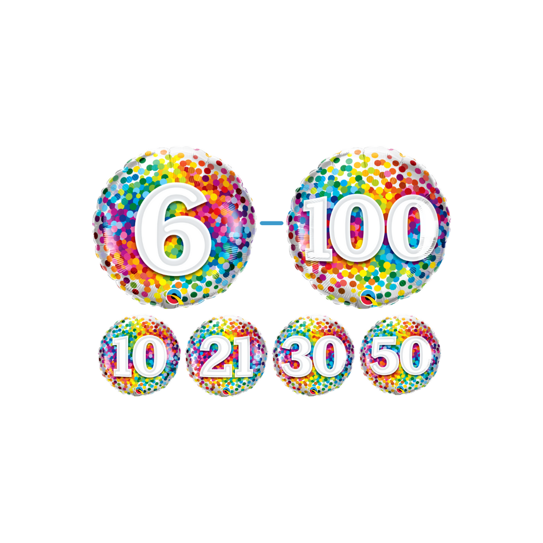 Qualatex Rainbow Confetti Birthday Foils