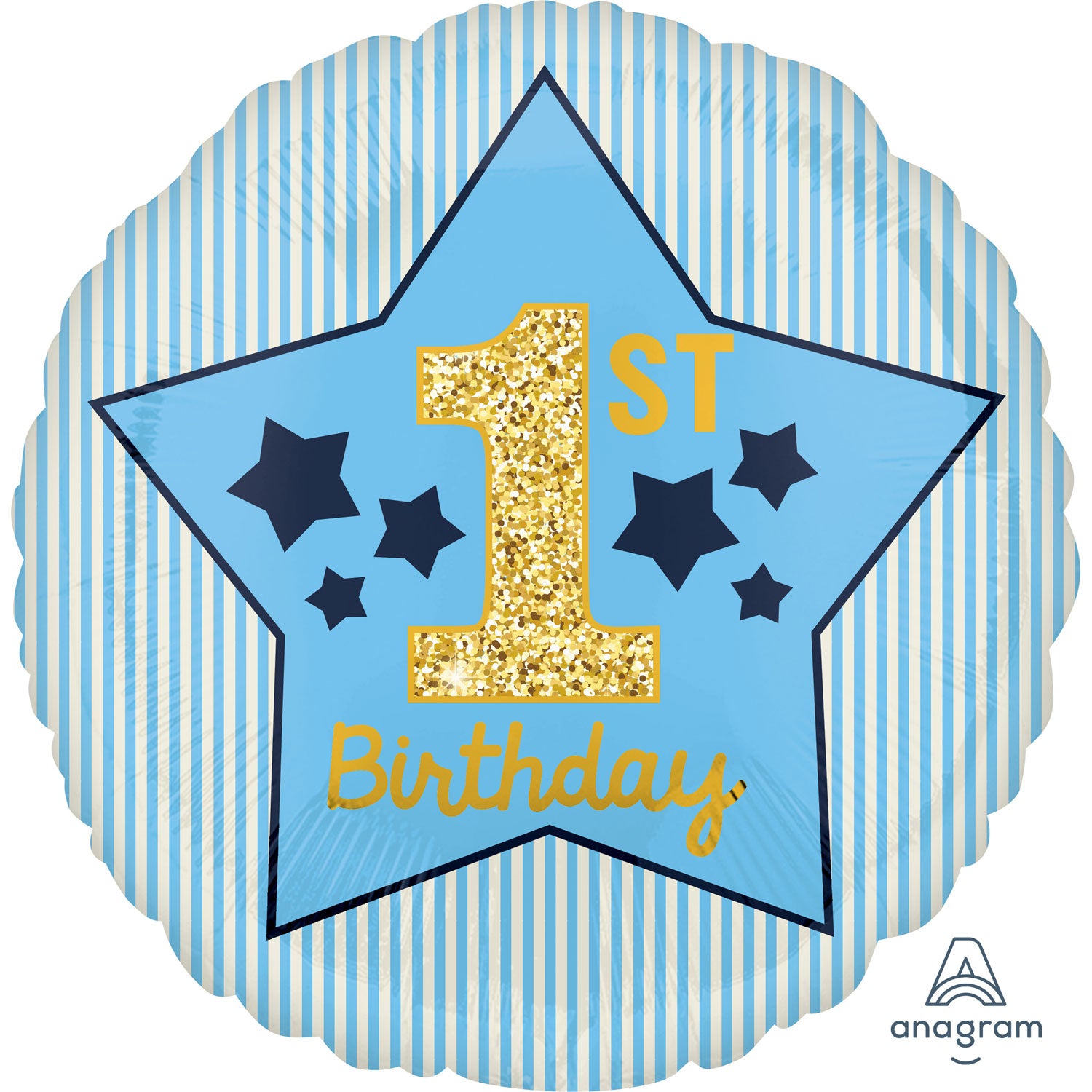 Anagram 1st Birthday Boy Blue & Gold Standard Foil