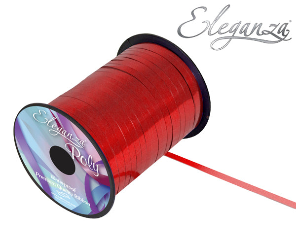 Eleganza Metallic Red Poly Curling Ribbon  5mm x 250yds
