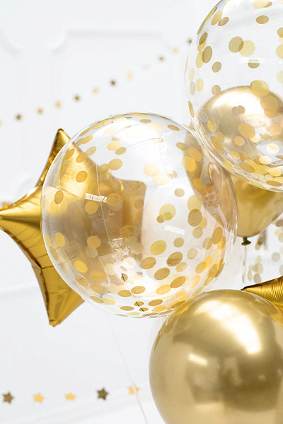 Party Deco Clear Gold Confetti Bubble