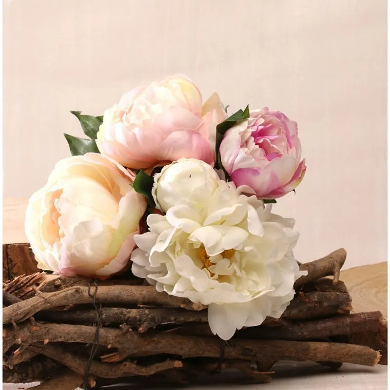 Cream & Pink Assorted Peony Bouquet